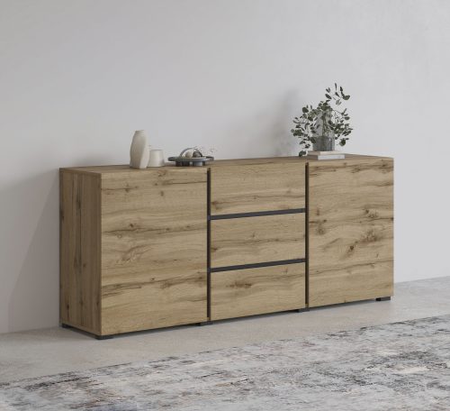 INOSIGN Sideboard »Cross, Breite 150 cm, moderne grifflose Kommode, 2Türen/3 Schubkästen« Schubladenkommode mit viel Stauraum, Einlegeböden verstellbar