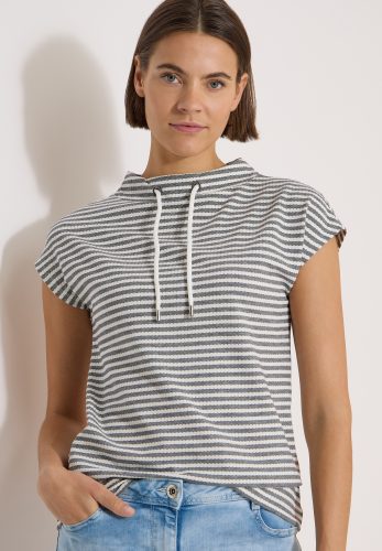 Cecil Kurzarmshirt Sommershirt mit Funnel Neck und Streifen