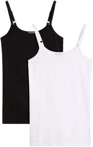 bonprix Shirttop Packung, 2 Slim fit, ohne Ärmel, langer Schnitt, aus Baumwolle mit Elasthan