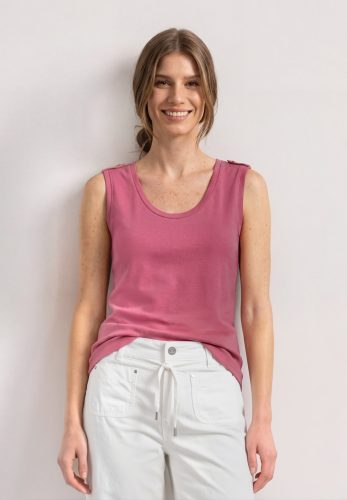 STREET ONE Shirttop Sommertop mit V-Neck und Knopfdetail