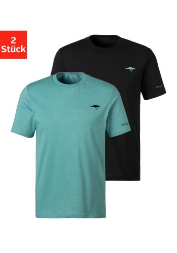 KangaROOS, KangaROOS Kurzarmshirt »Homewear«, (2er-Pack), mit KangaROOS Print auf der Brust