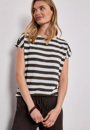 Street One, Dropped Shoulder Shirt mit Streifen und Glitzer