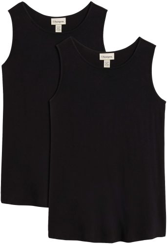 bonprix Shirttop Packung, 2 Stk. Longtop in dezenter A-Linie, ärmellos, Viskose-Jersey mit Stretch
