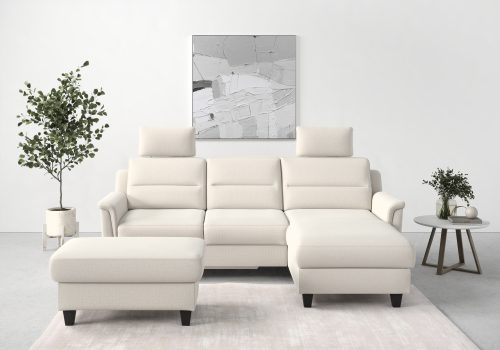 SIT&MORE, sit&more Ecksofa »Farö«, inklusive Federkern, mit wengefarbenen Füssen, wahlweise mit Bettfunktion und Bettkasten