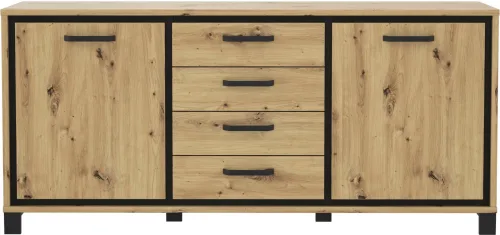 CONFORAMA, Sideboard TRONDHEIM 2 Türen 4 Schubladen 41.5x178.4x81.3cm artisan eiche eiche