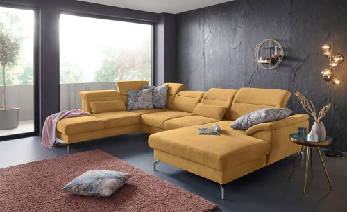 sit&more Wohnlandschaft, 15 cm Fusshöhe, inklusive Sitztiefenverstellung, wahlweise Kopfteilverstellung, wahlweise in 2 unterschiedlichen Fussfarben