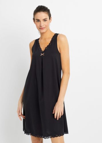 bonprix Nachthemd fliessendes Nachtkleid, mit zarten Spitzendetails, ärmellos