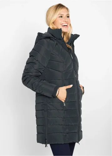 bonprix, bonprix Long-Steppjacke mit Wattierungschwarz 48Damen