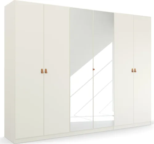 Rauch, rauch Drehtürenschrank "Kleiderschrank Schrank Garderobe Ankleide HOMEY BY QUADRA SPIN" Breiten: 181/226/271 cm, Höhe 210 cm, mit Grifflaschen aus weichem, cognacbraunem Leder, mit Spiegel