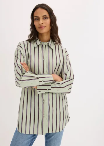 bonprix, bonprix Hemdbluse aus Baumwoll-Mixgrün 36Damen