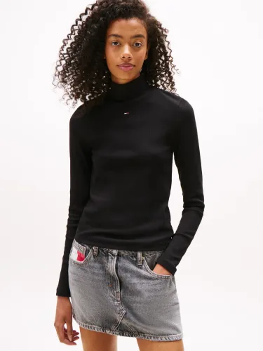 Tommy Jeans, Tommy Jeans Geripptes Langarmshirt - Black M Damen