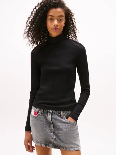 Tommy Jeans, Tommy Jeans Geripptes Langarmshirt - Black M Damen