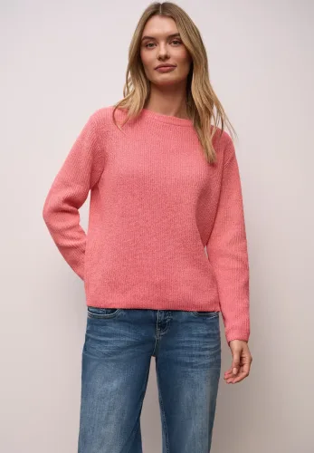 STREET ONE Strickpullover Chenille Pullover mit U-Boot-Auschnitt