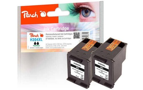 Peach Doppelpack Druckköpfe schwarz kompatibel zu HP No. 304XL bk, N9K08AE*2
