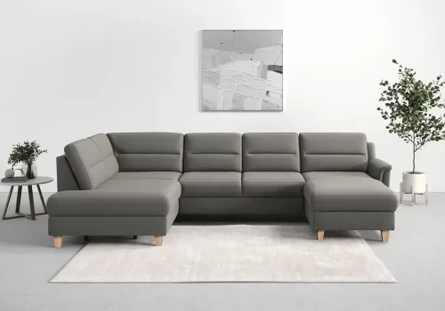 Sit & More, sit&more Wohnlandschaft "Farö U-Form" inklusive Federkern, wahlweise mit Bettfunktion und Bettkasten