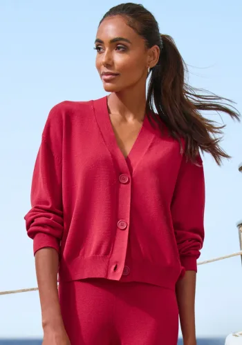French Connection, French Connection Strickjacke Loungejacke mit Knopfleiste und überschnittenen Schultern, Loungewear