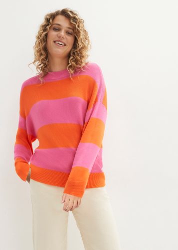 bonprix Strickpullover aus Viskose und Polyamid, ohne Verschluss, gestreiftes Design