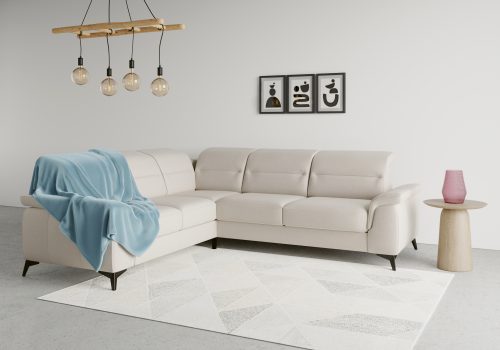 SIT&MORE, sit&more Ecksofa »Sinatra«, optinal mit Kopfteilverstellung und Armteilfunktion oder mit Kopfteilverstellung, Armteilfunktion, Bettfunktion und Schubkasten, langer Schenkel links oder rechts bestellbar, mattschwarze Metallfüsse
