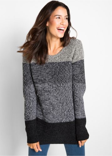 bonprix Strickpullover aus Baumwollmischung, ohne Verschluss, eng anliegende Passform