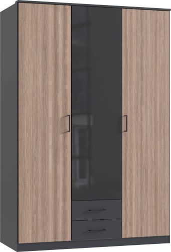 Wimex, Wimex Kleiderschrank »Fulda, 135 oder 180/58/199cm, 2 Schubladen, Made in Germany«, (mit Kranzleiste), besonderer Look durch Multiplex Optik, mit oder ohne Glasauflage
