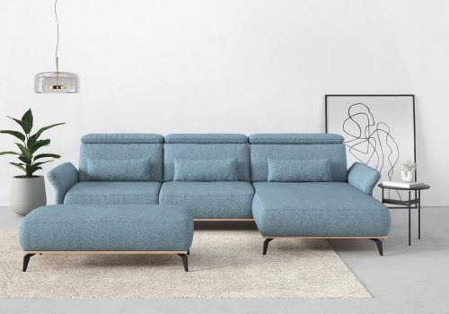 Places of Style Ecksofa »Fjord«, massiv, wahlweise mit Armlehnfunktion, Kopf- Sitztiefenverstellung