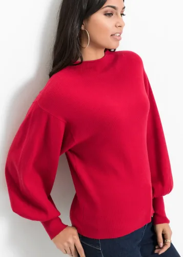bonprix, bonprix Strickpullover "Oversize-Pullover aus Viskose-Mix" toller Viskose-Mix, mit modischen Ballonärmeln mit breiten Bündchen