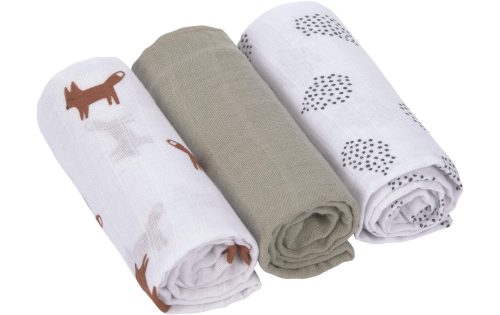 Lässig, LÄSSIG Mulltücher M 3er Pack Little Forest Fox 60 x 60 cm