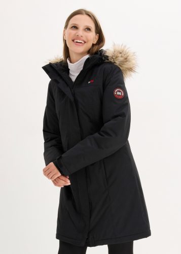 bonprix Wintermantel mit abnehmbarer Kapuze + Fellimitat, mit Innentasche und Kabelführung