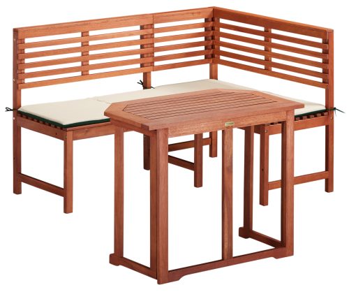 MERXX Gartenmöbelset 4-tlg., Eckbank, Tisch 90x60 cm, klappbar, Eukalyptus, braun