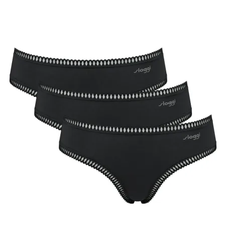 Sloggi, Sloggi - Slip  3er Pack Bequem sitzend-GO Crush Hipster C3P, für Damen, Schwarz, Größe XL
