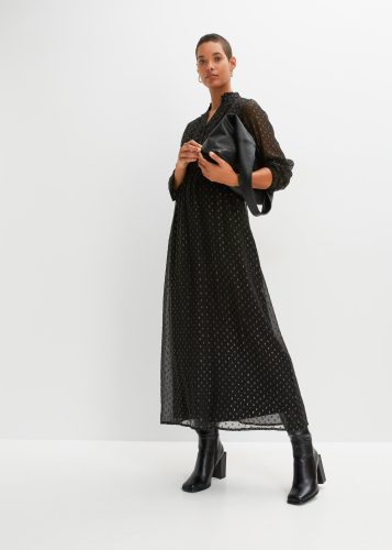 bonprix Maxikleid mit Knopfleiste, aus Polyesterfutter, ausgestellte Passform