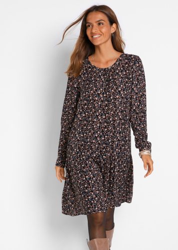 bonprix Minikleid mit floralem All-Over Print, aus Viskose, Regular Fit, ohne Kragen