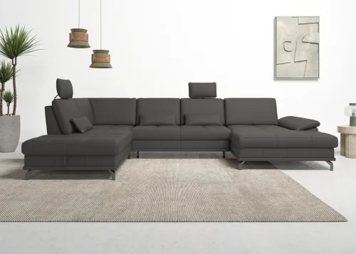 Goodproduct, GOODproduct Wohnlandschaft "Costello U-Form, B: 363 cm mit Sitztiefen-, Armteilverstellung &" 3 Nierenkissen, optional Schlaffunktion & Bettkasten