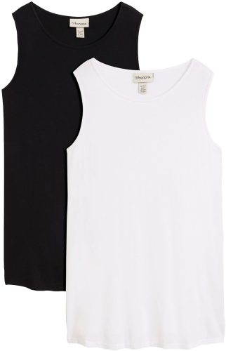 bonprix Shirttop Packung, 2 tlg. Longtop in dezenter A-Linie, ärmellos, Viskose-Jersey mit Stretch