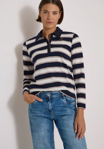 cecil, Langarm Poloshirt mit Knöpfen
