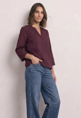 Street One, STREET ONE Schlupfbluse 3/4-Arm Sommerbluse mit Split Neck