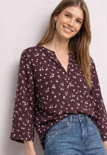 Street One, 3/4-Arm Bluse mit Split Neck und Print