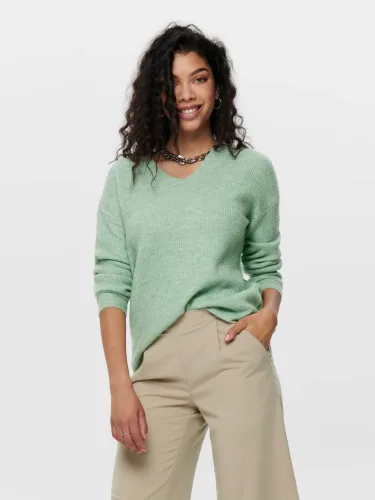 Only, ONLY V-Ausschnitt-Pullover "ONLCAMILLA V-NECK L/S PULLOVER KNT NOOS" Materialmix, regular fit