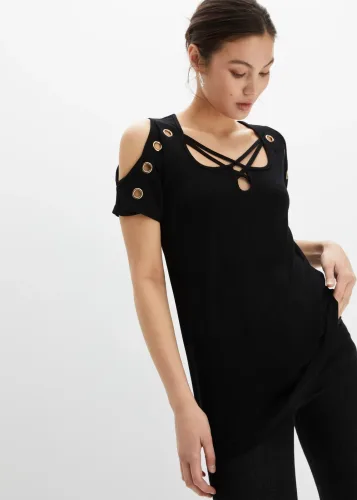 bonprix, bonprix Shirt mit Strapsschwarz 36Damen
