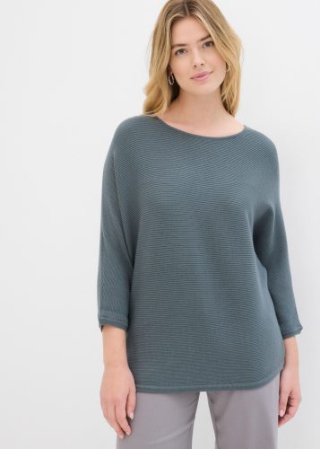 bonprix Strickpullover 1 aus Viskose, mit Rippstruktur, halber Fledermausarm