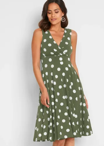 bonprix, bonprix Shirtkleid mit Punktengrün 44Damen