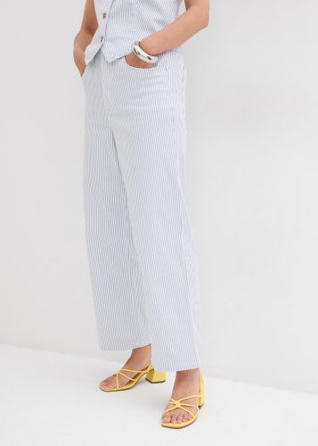 bonprix Weite Jeans lockerer Schnitt, verkürzte Länge, mit Streifen-Design