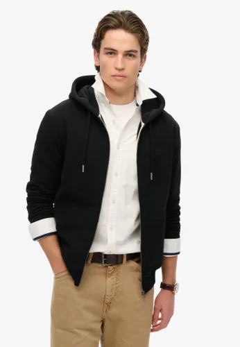 Superdry, Superdry - Sweatjacke  Figurbetont-Essential Logo Zip Hoodie, für Herren, Schwarz, Größe XL