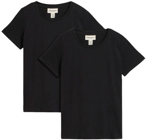 bonprix T-Shirt Packung, 2 Stk. lockere Passform, Kurzarm, Rundhalsausschnitt, aus Baumwolle
