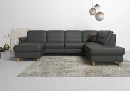 home affaire, Home affaire Wohnlandschaft "Palmera U-Form, B: 308 cm" optional Bettfunktion & Bettkasten, Federkern