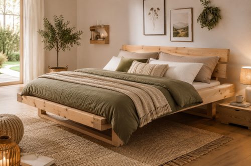 home affaire, Home affaire Massivholzbett "Ultima Balkenbett Doppelbett, Füsse mit Kufenform" hohe Belastbarkeit: 200kg je Seite, Massivholz, Skandinavisches Design, Robust, stabil, FSC zertifiziert