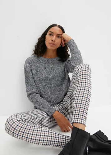 bonprix, bonprix Strick-Pullover mit Rundhals-Ausschnitt in Melangegrau 48Damen
