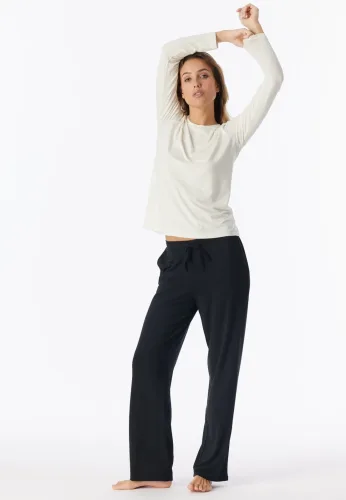 Schiesser, Schiesser Pyjamahose "Mix + Relax" Single-Jersey-Qualität, Gummizug, Bindeband