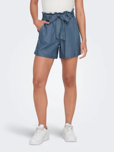Only, Only Bea Smilla Paperbag-Shorts - Medium Blue Denim XS Damen