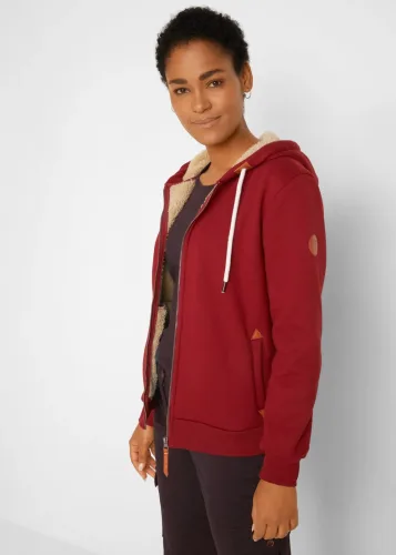 bonprix, bonprix Kapuzen-Sweatjacke mit Teddyfutterrot 36Damen